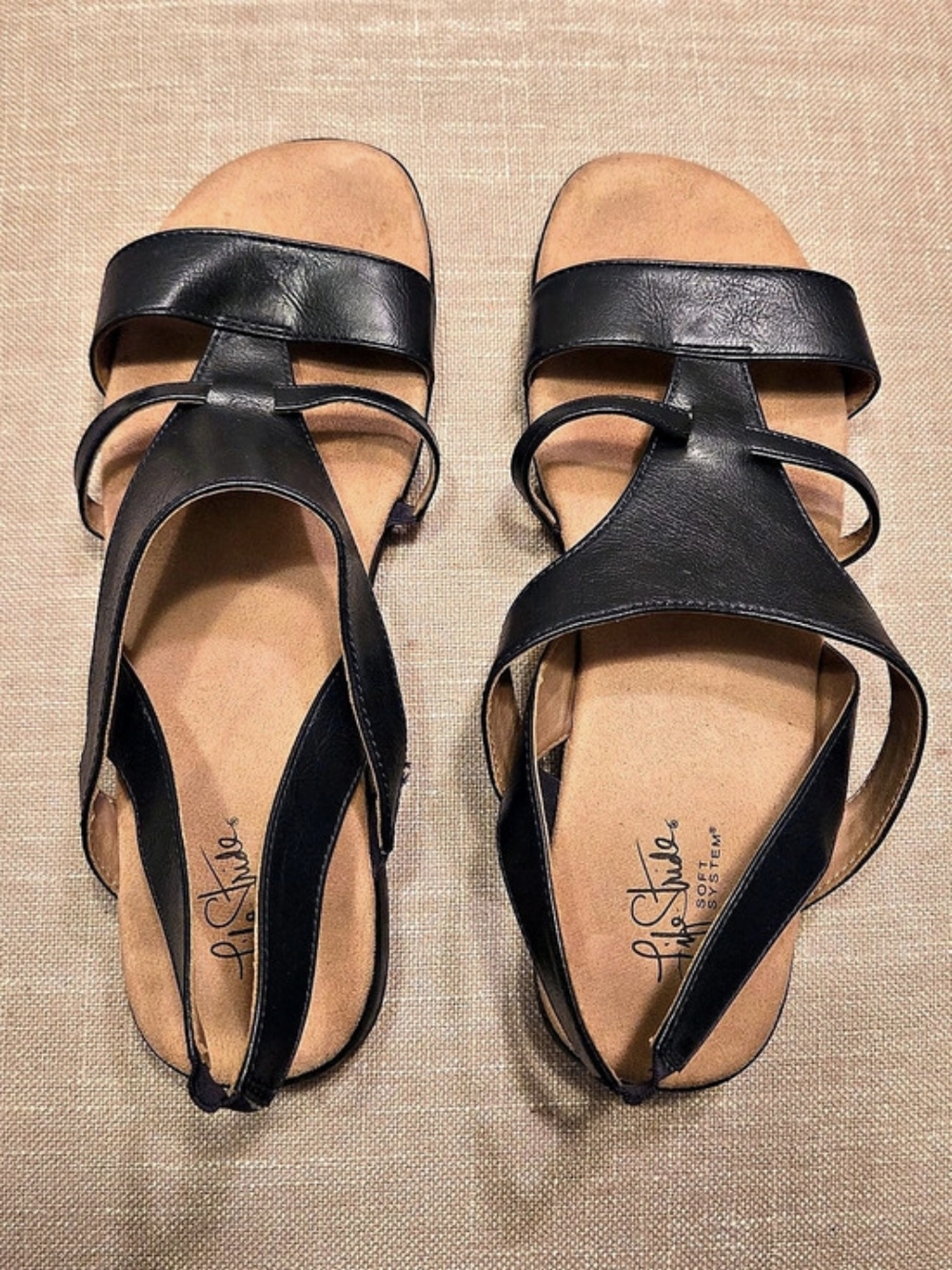 LifeStride Ezriel Black Strappy Sandals US 9.5M
